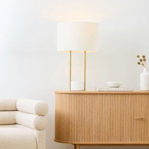 West Elm Industrial Outline Table Lamp (27") in white marble